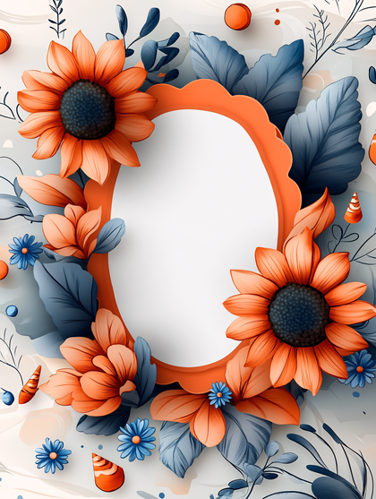 Orange Floral Border