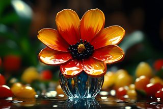 Orange Flower In Glass Vase
