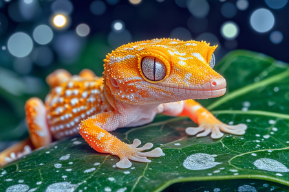 Orange Gecko on Leaf