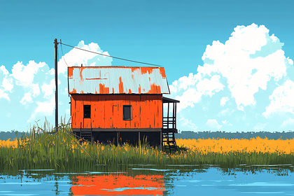 Orange House By The Water