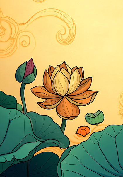 Orange Lotus Flower Bloom