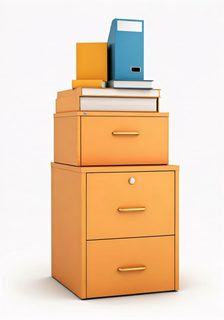orange filing cabinet