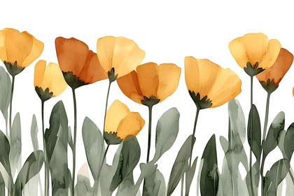Orange Watercolor Flowers