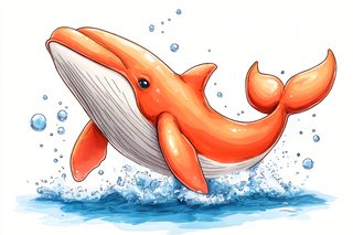 Orange Whale Leaping