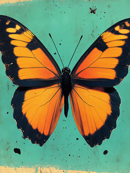 Orange Winged Butterfly Art