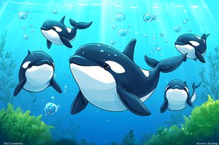 Orcas in the Deep Blue Sea