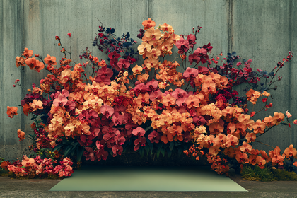 Orchid Arrangement Against Textured Wall