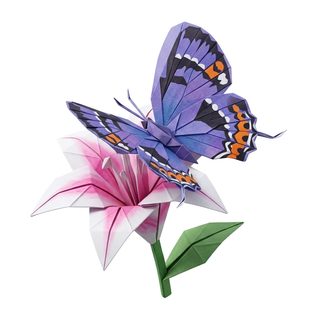 origami butterfly and lily