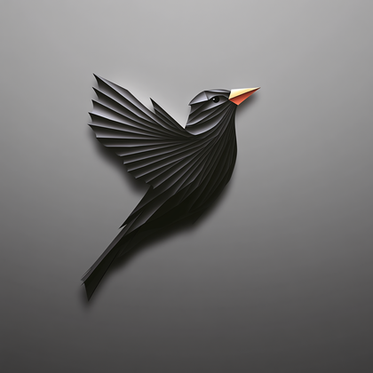 Origami Style Black Bird