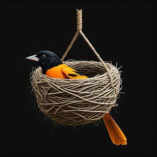 oriole in nest