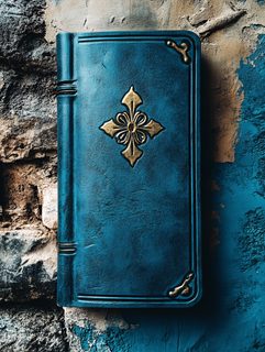 Ornate Blue Book with Golden Cross