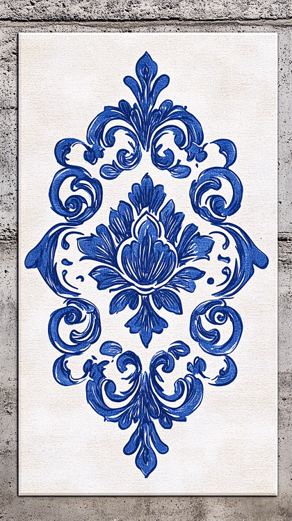Ornate Blue Damask Design