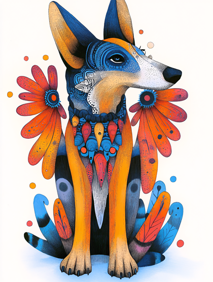 Ornate Canine In Floral Design
