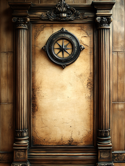 Ornate Compass Rose Wall Panel