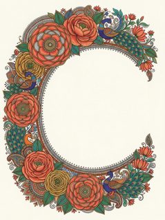 ornate floral letter c