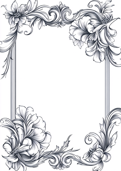 Ornate Floral Corner Border