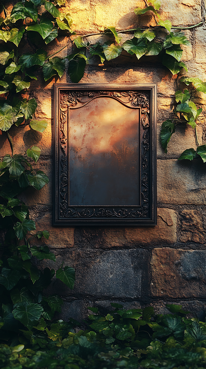 Ornate Frame On Stone Wall