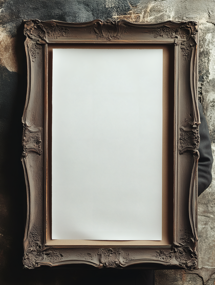 Ornate Frame with Blank Paper