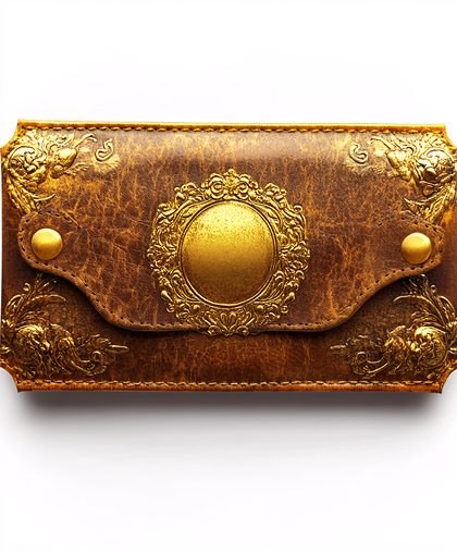 Ornate Gold Embossed Leather Wallet