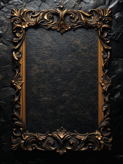 Ornate Gold Frame on Dark Textured Background