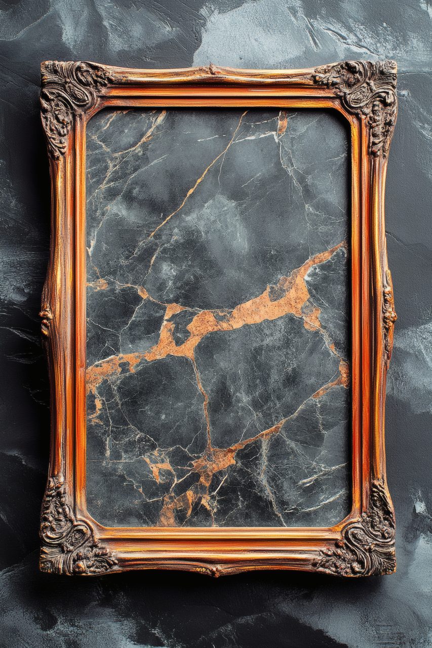 Ornate Gold Frame with Marble Background