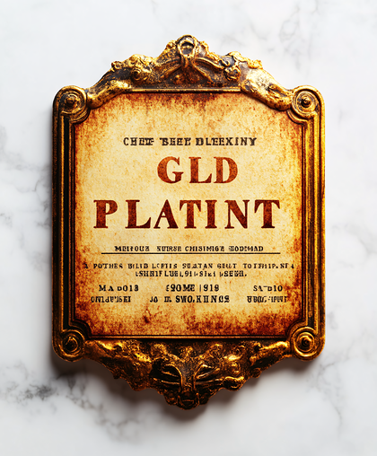 Ornate Gold Plaque on Marble