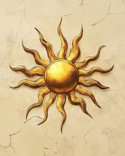 Ornate Gold Sun Design On Beige Wall