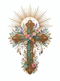 floral-gold-cross