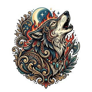 howling wolf illustration