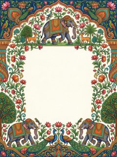 indian elephant floral border