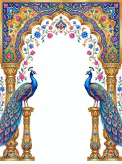 peacock floral frame