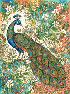 ornate peacock illustration
