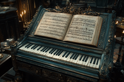Ornate Piano With Sheet Music
