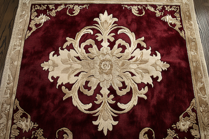 Ornate Red and Beige Rug