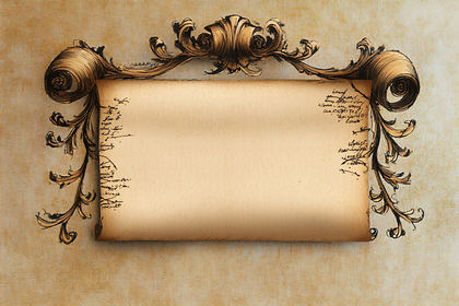 Ornate Scroll With Calligraphy Accents