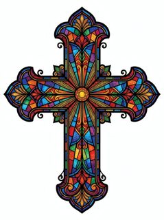 ornate stained glass cross