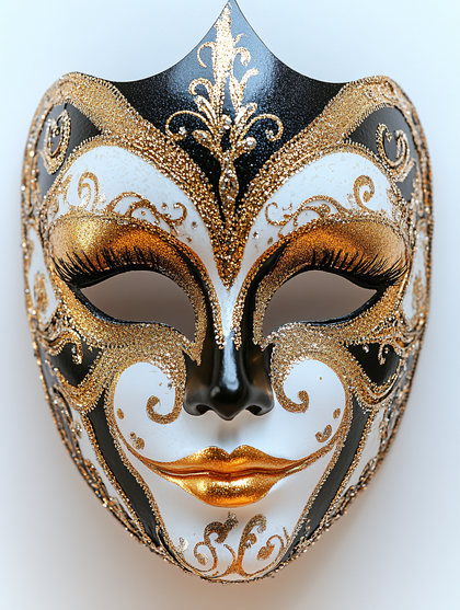 Ornate Venetian Mask with Gold and Black Details