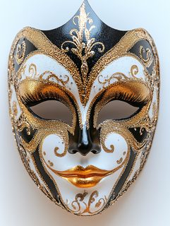 Ornate Venetian Mask with Gold and Black Details