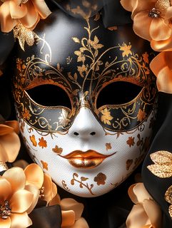 Ornate Venetian Mask with Golden Florals