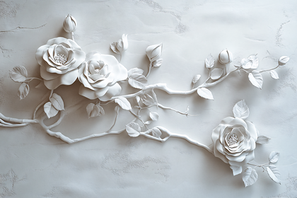 Ornate White Rose Relief