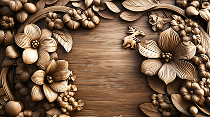 Ornate Wood Carving Of Flowers And Leaves