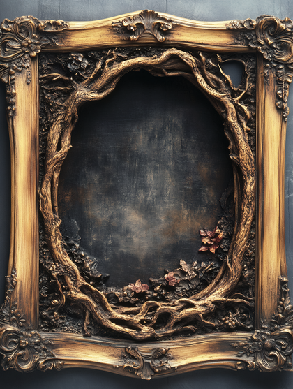Ornate Wooden Frame With Root Border