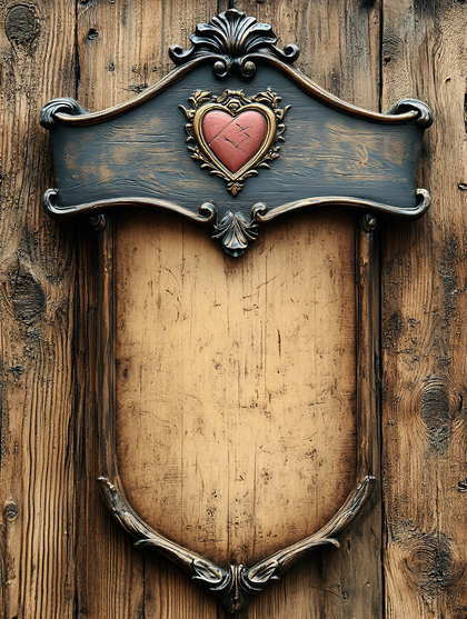 Ornate Wooden Sign with Heart