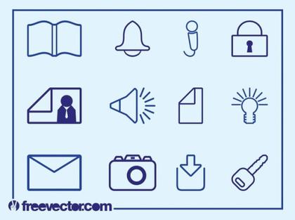 Outlined Icons Set Free Vector
