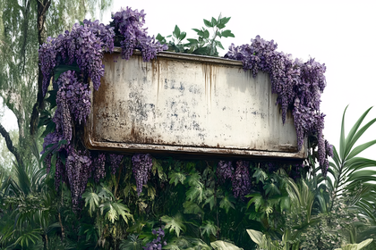 Overgrown Sign with Wisteria