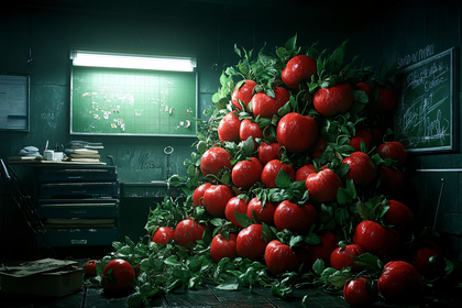 Overgrown Tomatoes in Dark Room