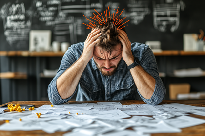 Overwhelmed Architect with Orange Sparks