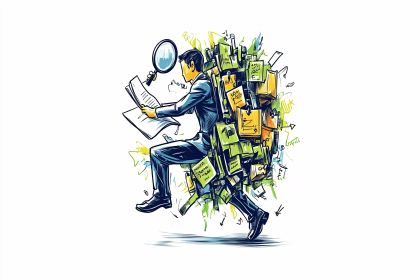 Overwhelmed Business Man With Documents