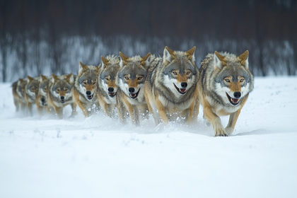 Pack Of Wolves Running