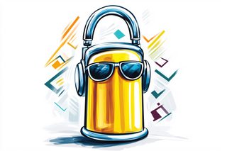 Padlock With Headphones and Sunglasses